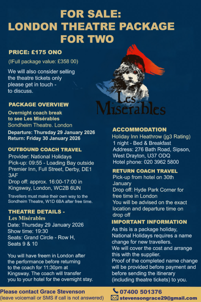 LONDON THEATRE PACKAGE FOR 2