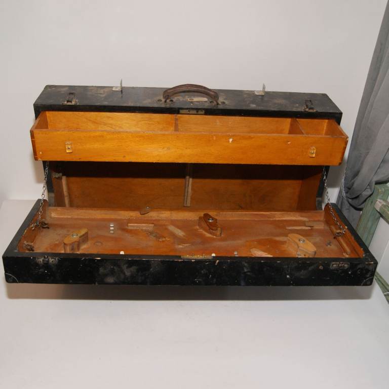 Large Vintage Wooden Carpenters Tool Chest - Drop Front With Drawer