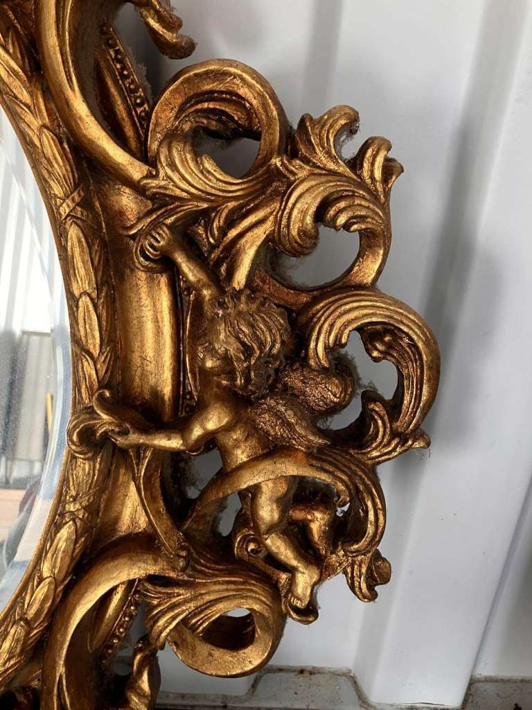 Large Wall Mirror with Cherub Detail 90 x 140cm – Decorative Statement Piece – £95