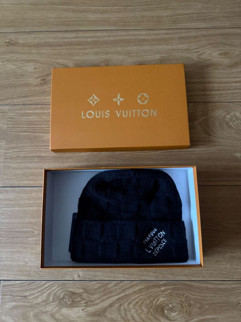 LV Marque Black Wool Beanie