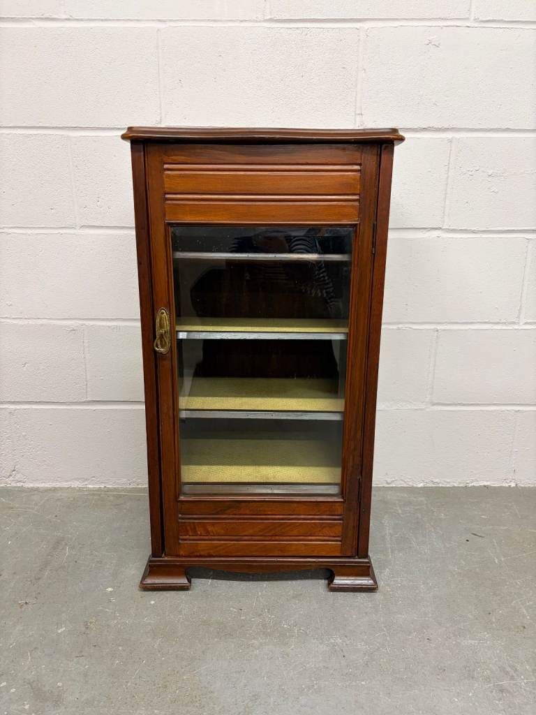Antique Musicians Glass Front Mahogany Unit