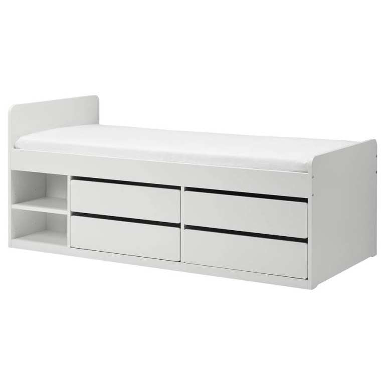 White Ikea SLÄKT / NATTAPA Single Bed - like new