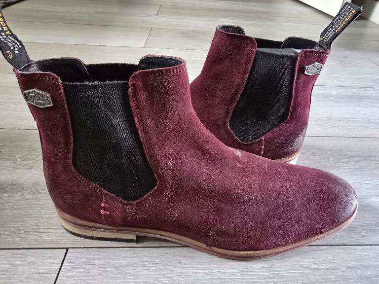 Superdry Burgundy Suede Chelsea Boots – VGC