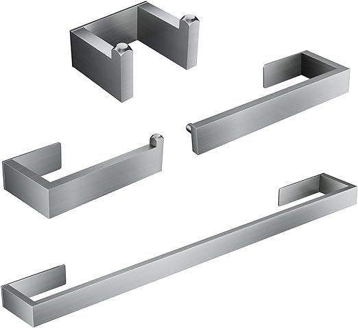 New 4-Pieces Wall Mounted Bathroom Towel Holder Set Toilet Paper Holder Towel Hook