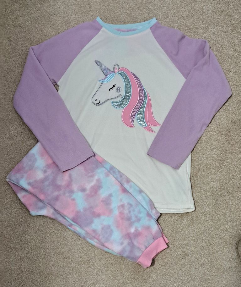 Girls unicorn fleece pyjamas pj's