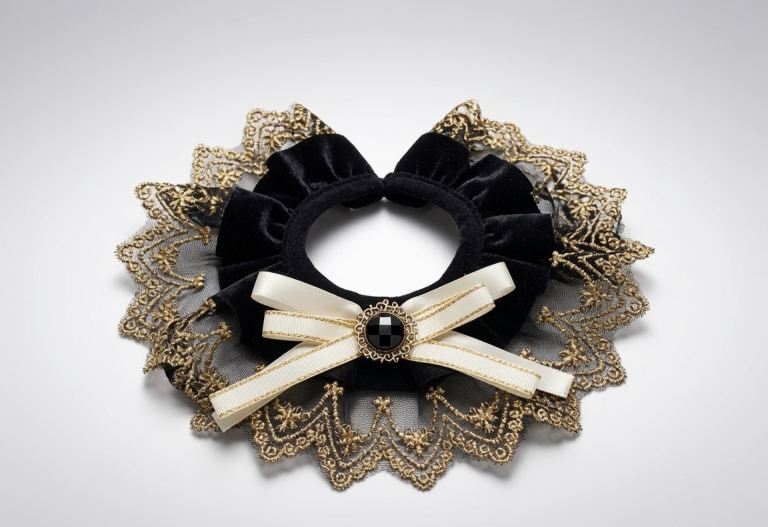 New Pet accessories Luxury Noir Lace Pet Collar – Designer Edition for Dogs & Cats