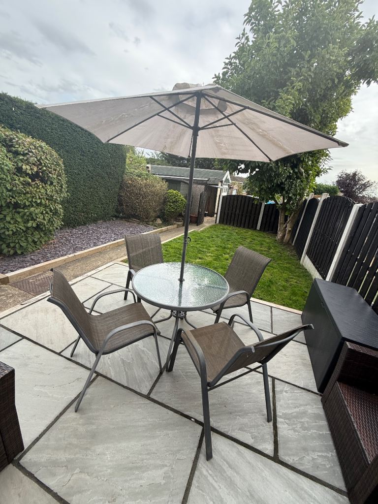 Garden Table and Chairs with Parasol