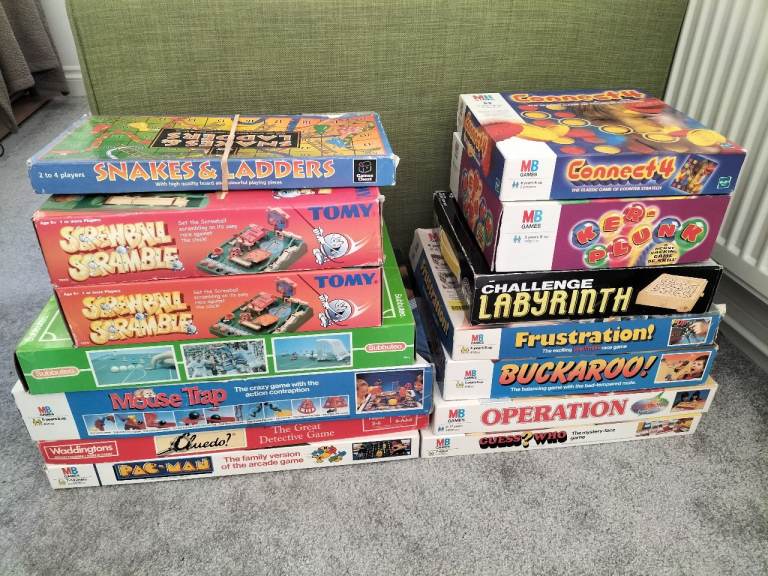 14 x Vintage Board Games (1970s-1990s) | Pac-Man, Guess Who, Mouse Trap, Subbuteo, & more