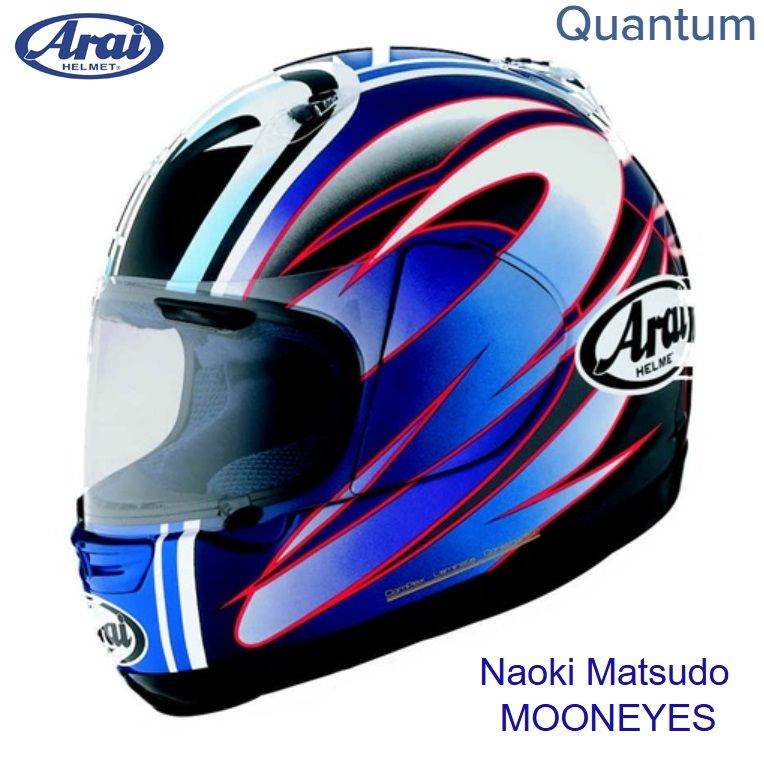 RARE COLLECTORS ITEM #ARAI QUANTUM F MOTORCYCLE HELMET - NAOKI MATSUDO MOONEYES