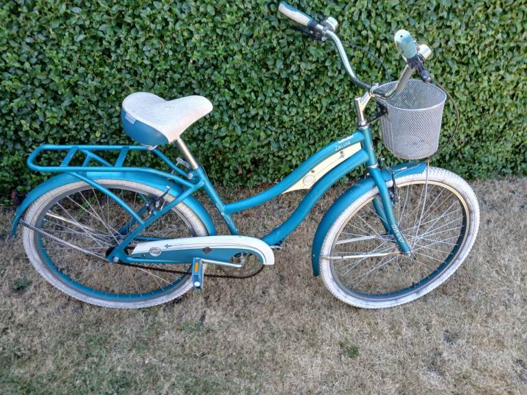Lovely Blue City Bike with Basket and Rear Rack