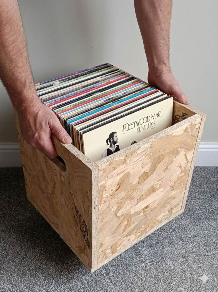 Industrial 12-Inch Vinyl Record Stackable Storage Crate Box Cube Ready Assembled