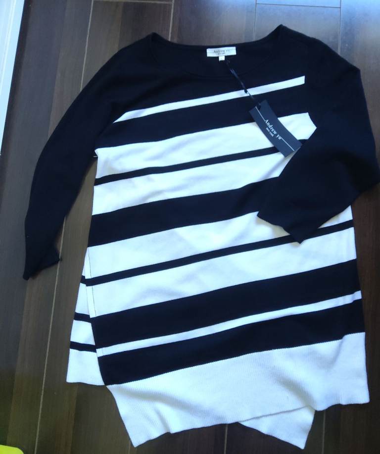 Andrew JC Black & White Striped Jumper – New with Tags