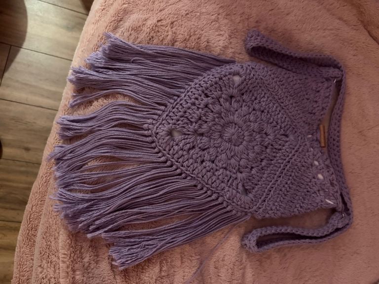 Lovely Crochet Crossbody Bag – Purple, GoodCondi