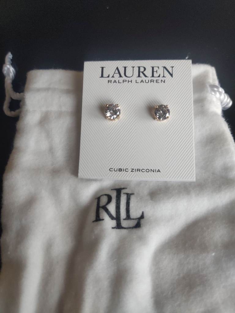 LAUREN Ralph Lauren Cubic Zirconia Stud Earrings Gold Tone