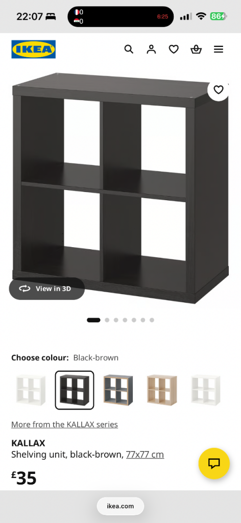 IKEA KALLAX shelving unit in black/ brown 