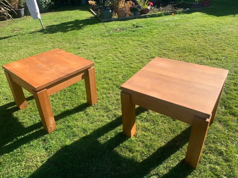 Two Large Oak Side Tables