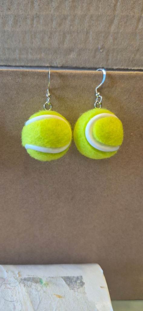 Tennis ball earrings with 925 silver hook 