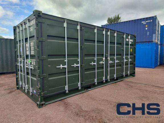 New (One-Trip) 20ft Full Side Access Container Scotland - Green RAL6007 - £5995 + VAT