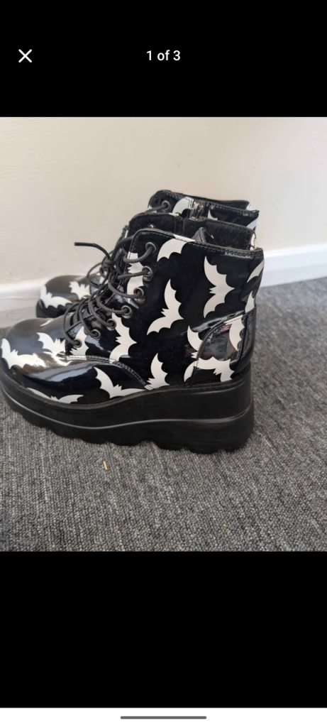 Funky gothic bat boots size 7