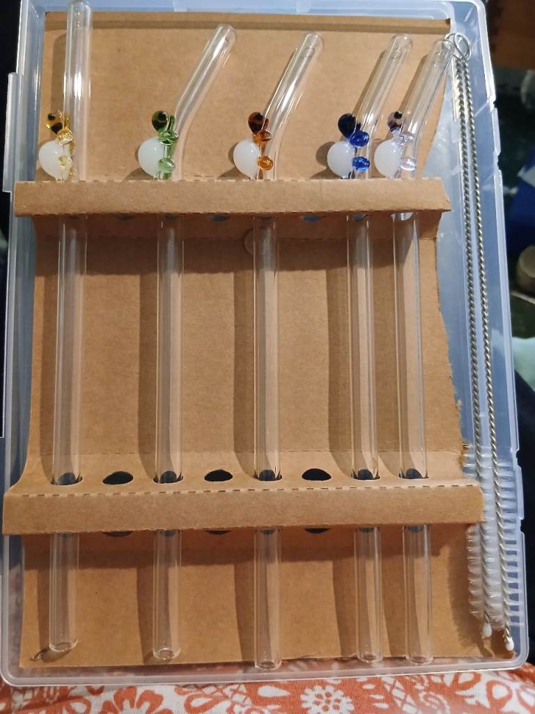 Pack of 5 glass straws