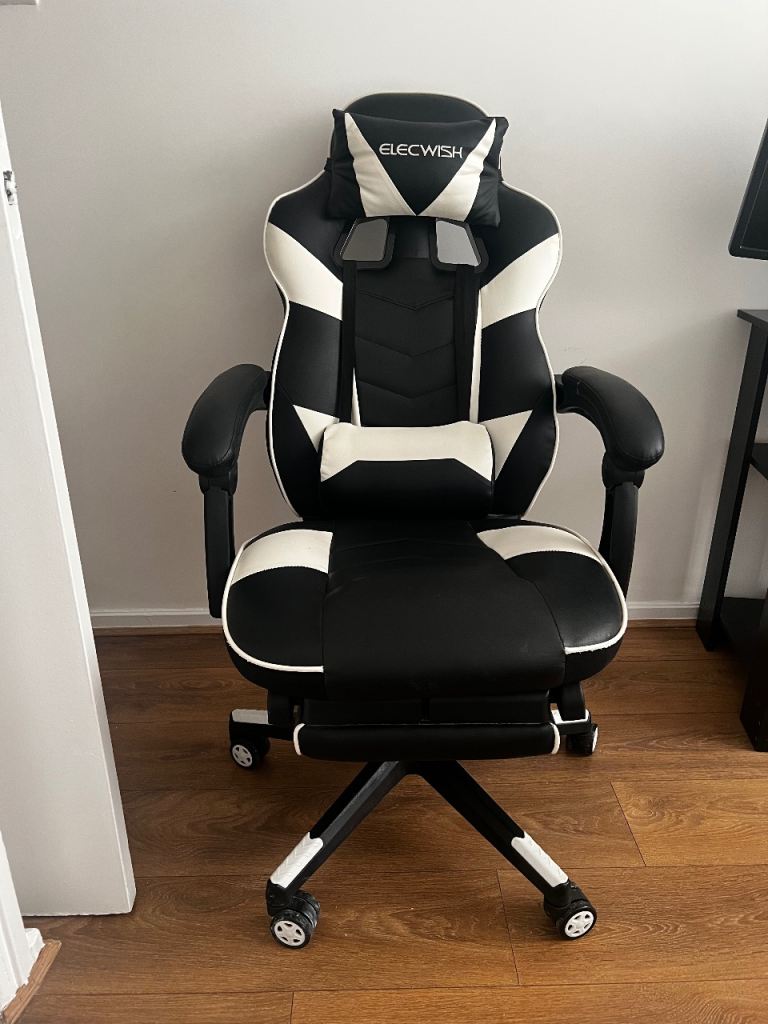 Elecwish Gaming Office Chair – Black & White, Good Condition