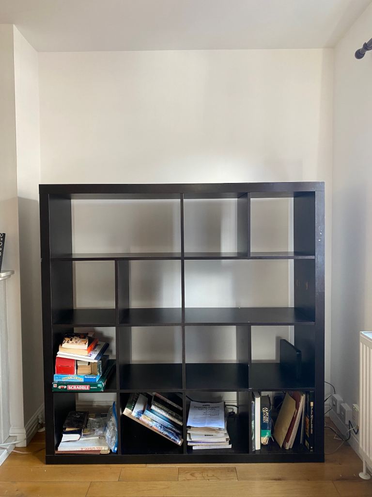 IKEA Kallax 4x4 Shelving Unit – Brown, Fair Condition