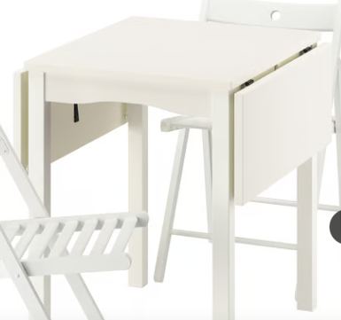 IKEA NORDEN Gateleg Table with Folding Chairs - White, Good Condition