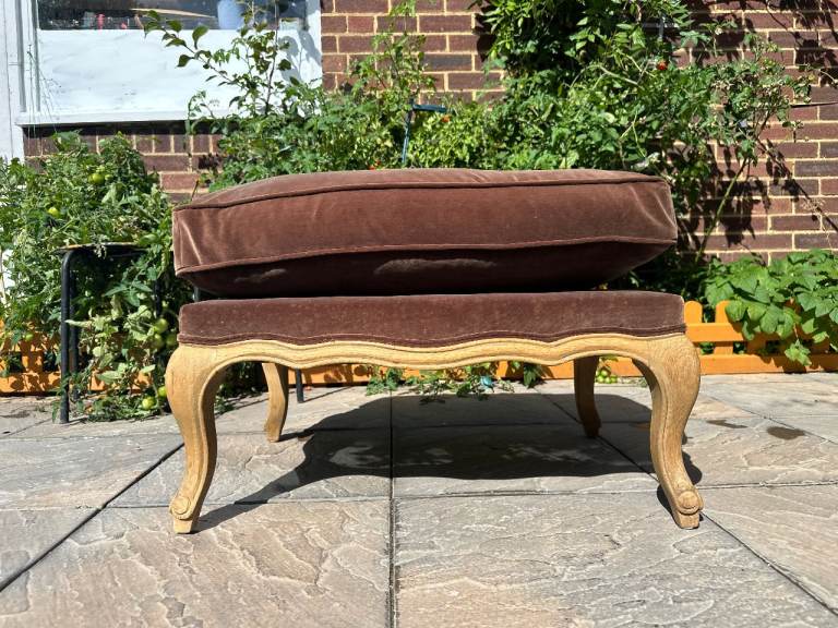 Stylish OKA Chantel French Louis XVI Style Upholstered Footstool - Great Condition 