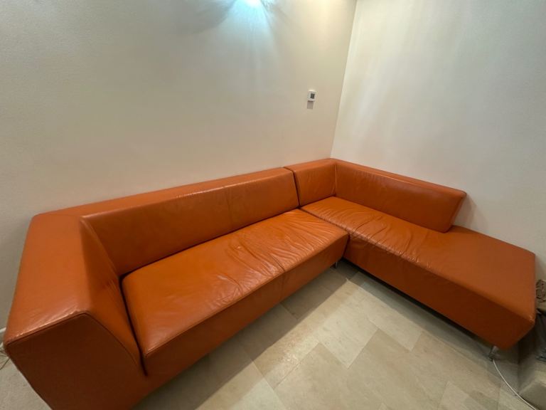 Orange Corner Leather Sofa 