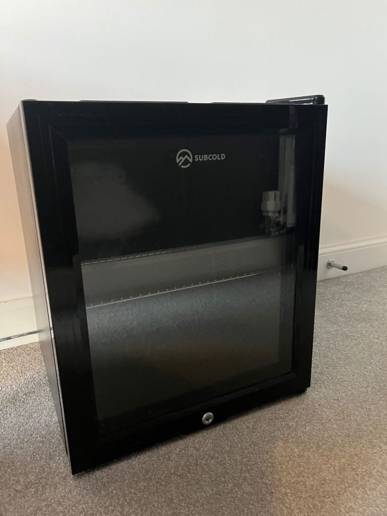 SUBCOLD Mini Drinks Fridge with Glass Door – Good Condition