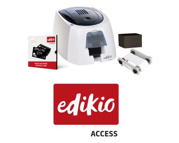 Evolis Edikio Access Printing Solution Bundle Hospitality Price Tag Printer & Food Label Tags