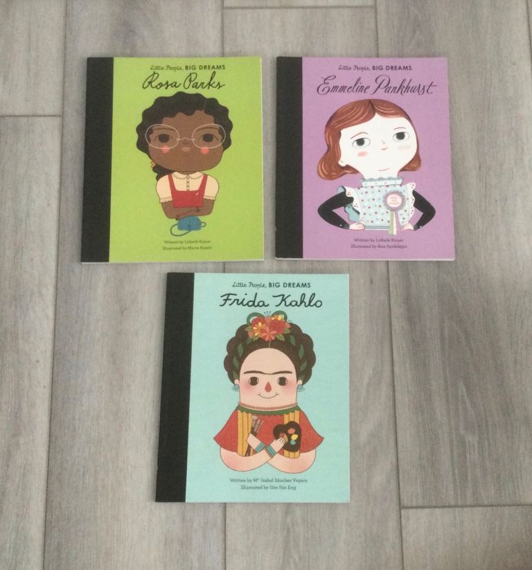 Little People Big Dreams 3 x soft back books female icons- Parks, Kahlo, Pankhurst 5+