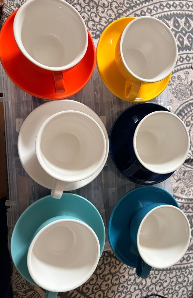 Sweese 6oz lead free porcelain cappuccino cups and saucers