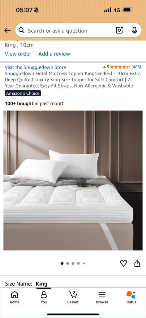 Mattress Topper Luxury Kingsize 