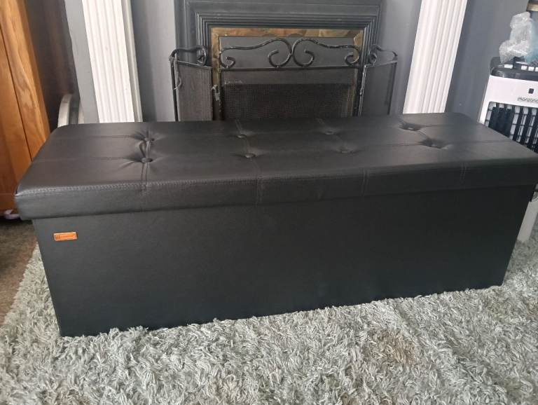 New black faux leather storage box 