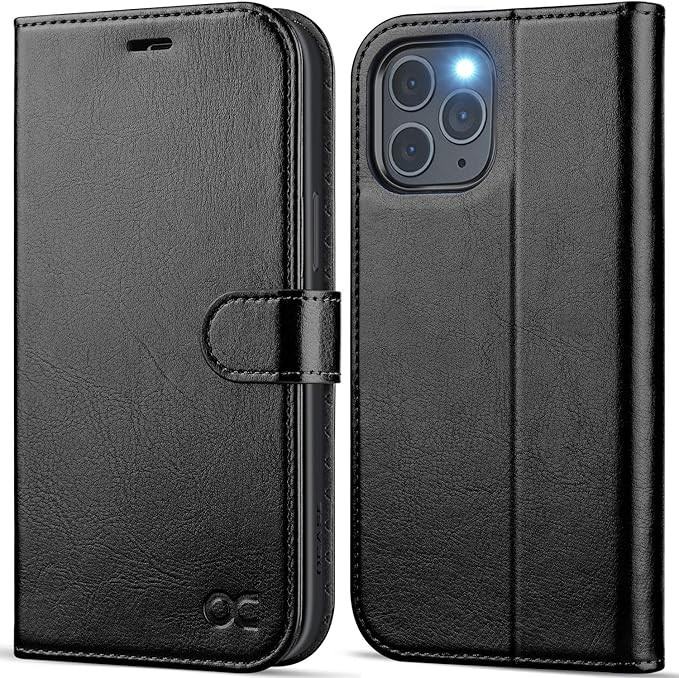 OCASE iPhone 14 Pro Max Wallet Case Black PU Leather Card Holder Kickstand RFID