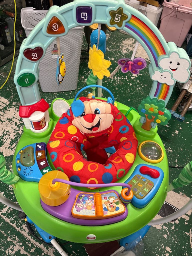 Baby high chair and toys
