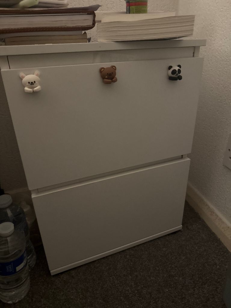 White 2-Drawer Chest of Drawers - Good Condition
