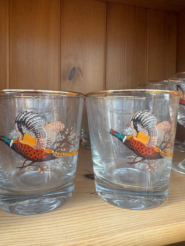 Flying pheasant vintage glasses 