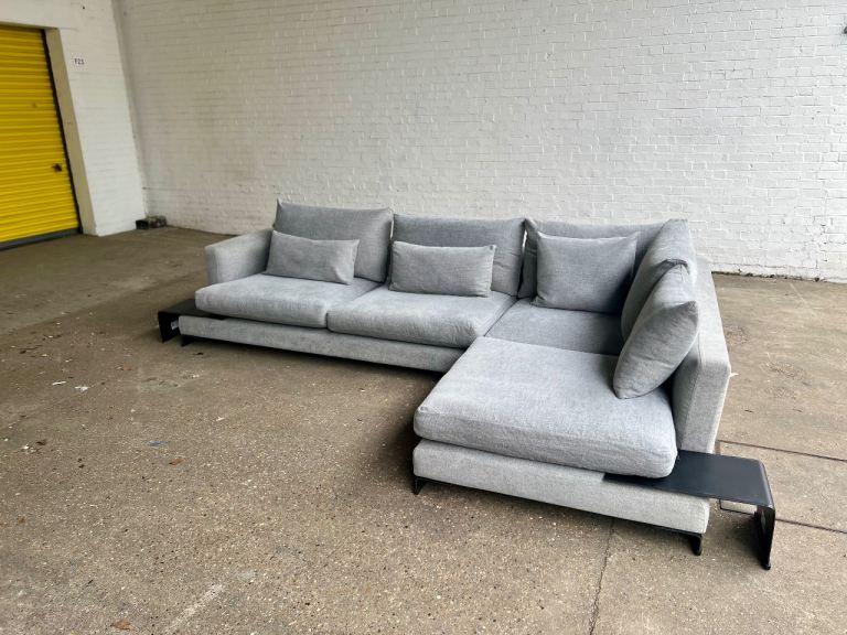 FREE DELIVERY large luxury Grey L shape sofa couch corner loaf ikea dfs west elm beige