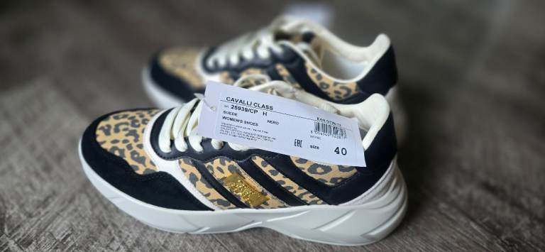 Cavalli Class Leopard Print Trainers – EU 40 – Brand New with Tags
