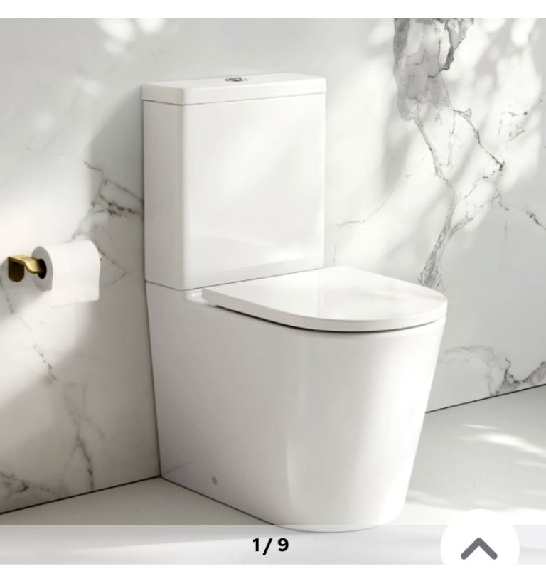 New White Rimless Ceramic Toilet with Soft-Close Seat