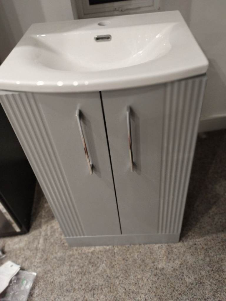 Deco Curved Vanity Unit Satin Grey 