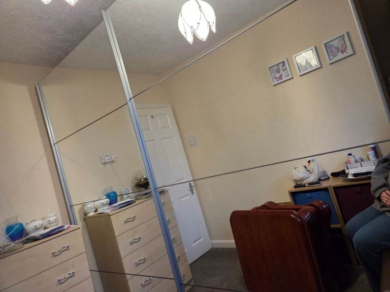 image for Large wardrobe with mirrored sliding doors for sale