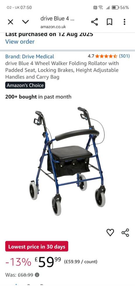 Rollater walking aid 