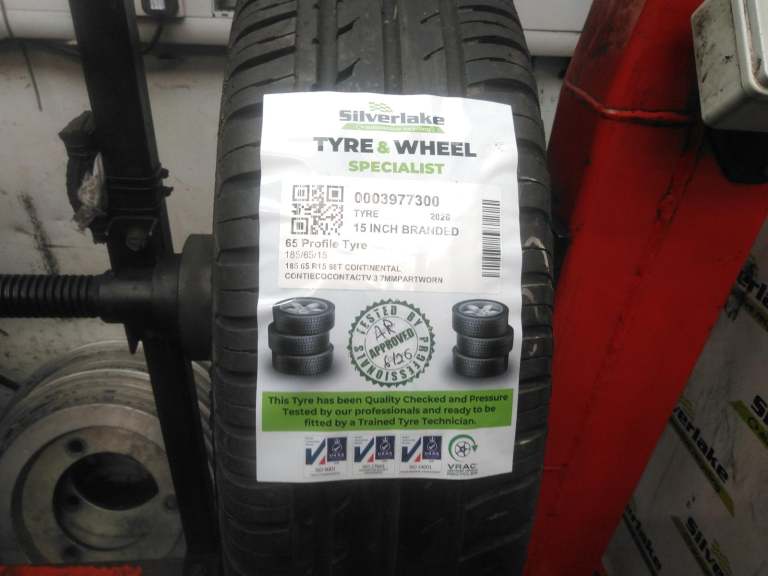 185 65 R15 88t Continental Contiecocontactv 3 7mmpartworn Pressure Tested Tyre