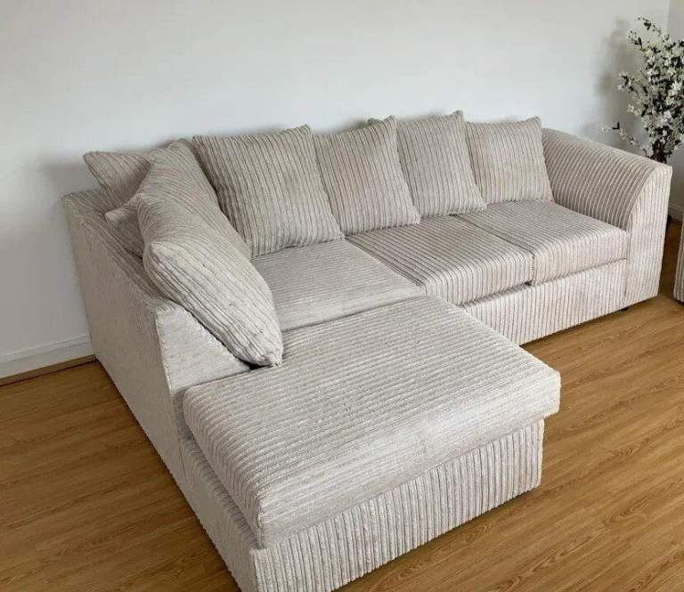 image for Exclusive Sale! DYLAN Cream Corner Sofa  - Premium Fabrice Made , 25% Off Sale - TODAY DELIVERY **