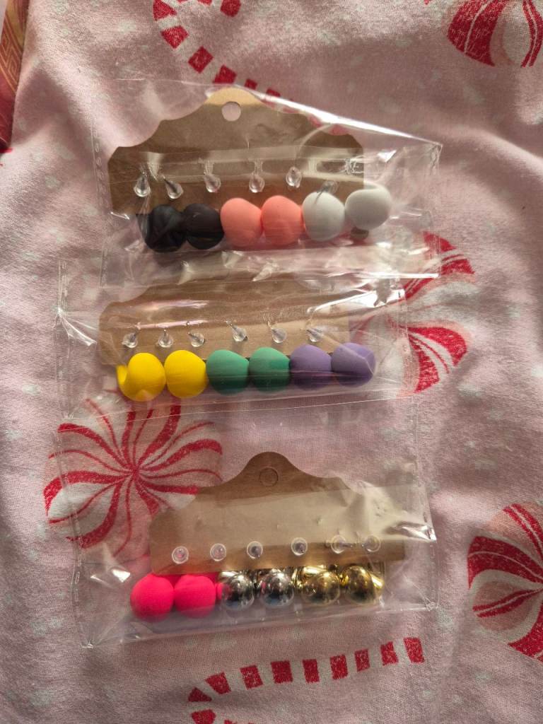 New Multicoloured Stud Earrings - 3 Pairs