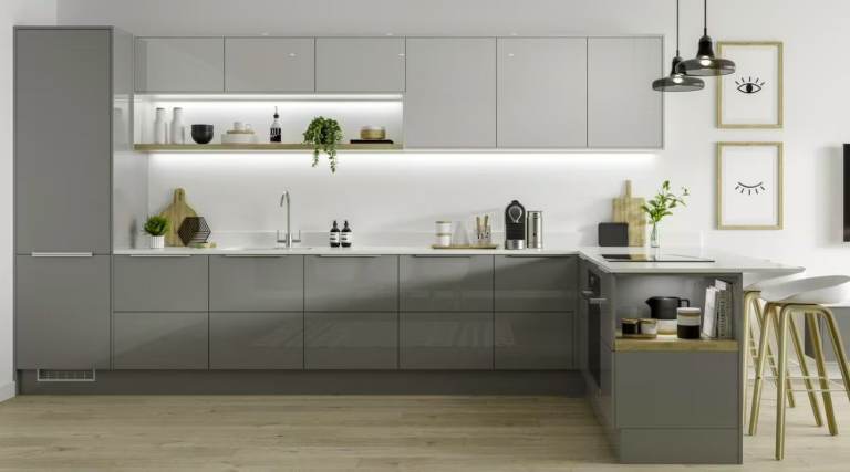 Howdens Hockely gloss slate grey kitchen doors ( full kitchen) 