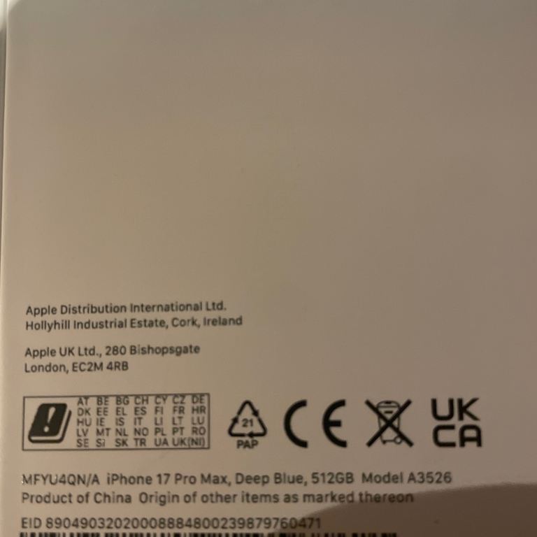 I phone 17 pro max 512gb